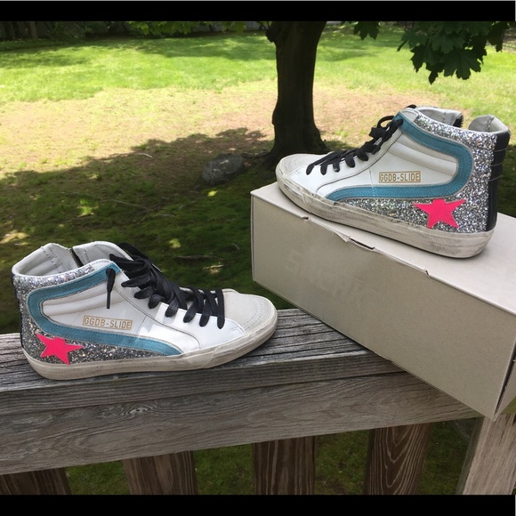 Golden Goose Slide Sneaker White/Glitter/Pink NIB - Picture 5 of 10